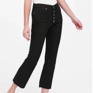 NWT Banana Republic Crop Flare Jean Size 30 x29 Black Exposed Button
